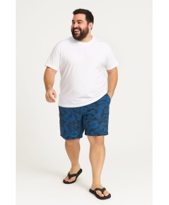 Short Estampado Elastano Plus Size Grande Bermuda praia Preto azul